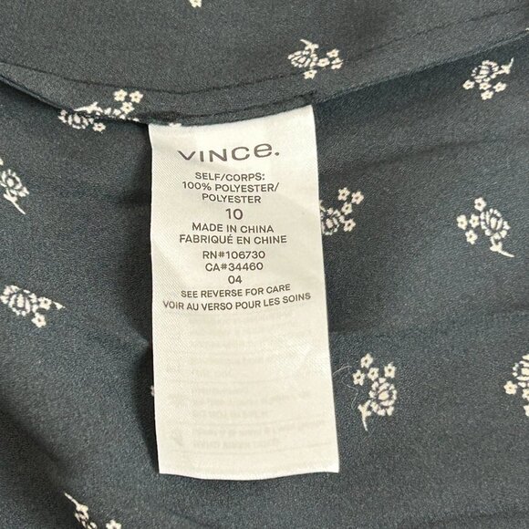 Vince Women’s Tossed Ditsy Floral Pleated Midi Flowy Skirt Black & Cream | Sz 10 - Picture 7 of 11